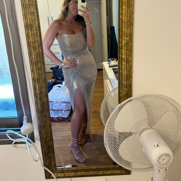 Champagne beaded wedding guest dress - Picture 2 of 4